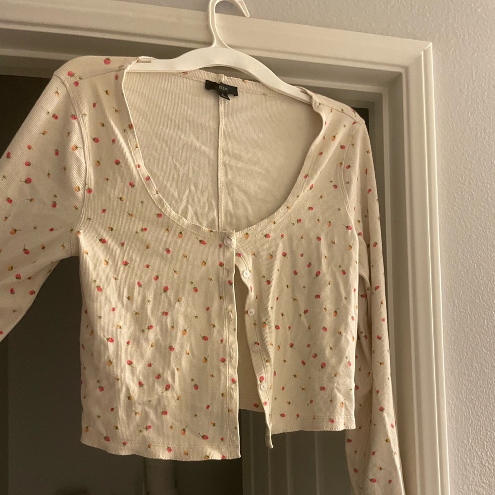 Floral J Crew cropped sweater size large